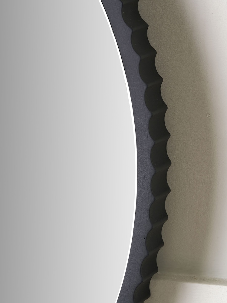 Pacific Black Metal Textured Edged Round Wall Mirrors - Image 2 of 4