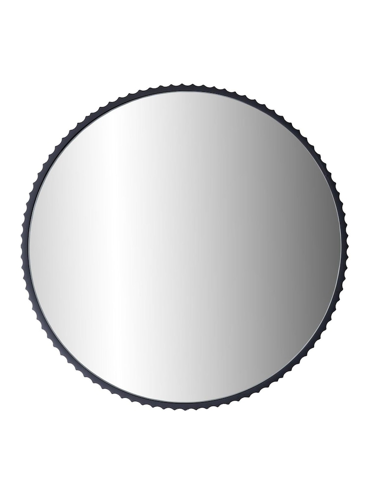 Pacific Black Metal Textured Edged Round Wall Mirrors - Image 4 of 4