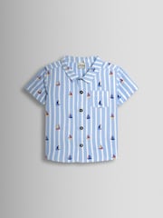 JoJo Maman Bébé Blue 2-Piece Shirt & Twill Shorts Set - Image 2 of 6