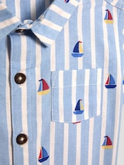 JoJo Maman Bébé Blue 2-Piece Shirt & Twill Shorts Set - Image 6 of 6