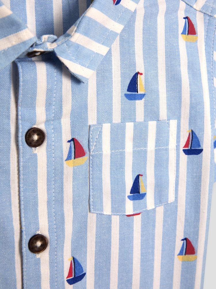 JoJo Maman Bébé Blue 2-Piece Shirt & Twill Shorts Set - Image 6 of 6