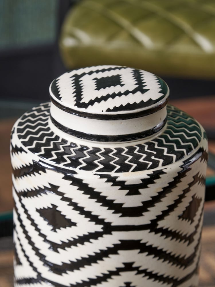Pacific Black Chirala Ceramic Printed Lidded Ginger Jewellery Storage - Image 2 of 6 Pacific Black Chirala Ceramic Printed Lidded Ginger Jewellery Storage - Image 2 of 6