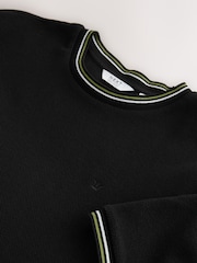 Black Textured Tipped Ecru White T-Shirt - Image 7 of 8