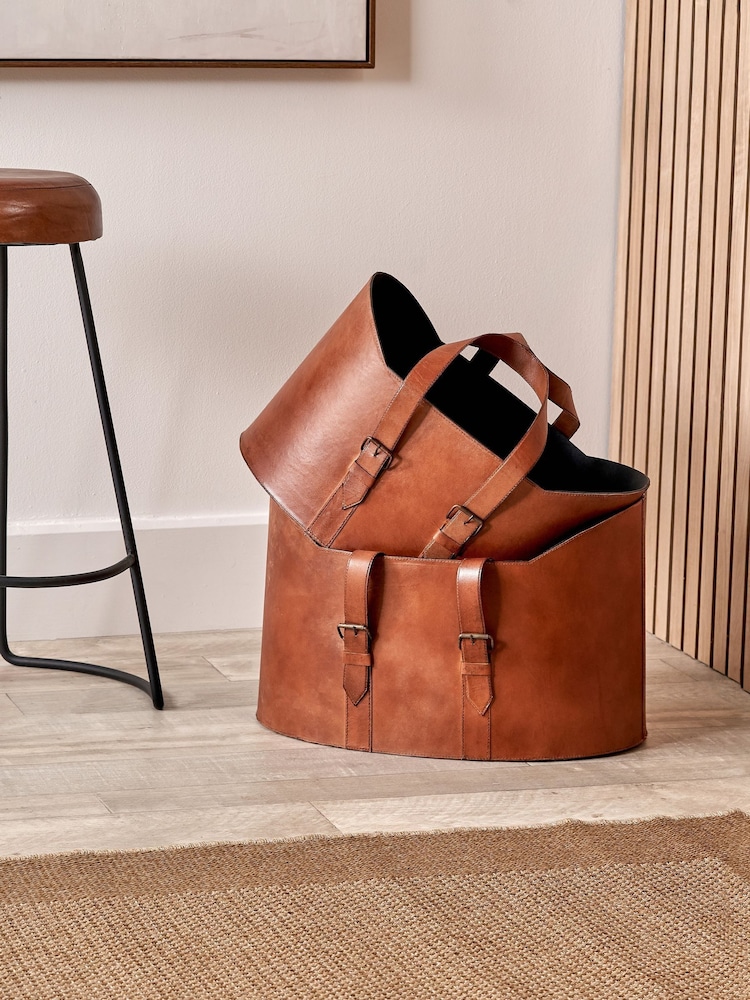 Pacific Lifestyle Tan Alessio Leather Handled Storage - Image 1 of 5
