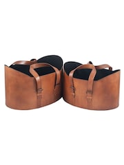 Pacific Lifestyle Tan Alessio Leather Handled Storage - Image 4 of 5