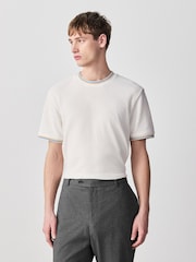 Ecru White Textured Tipped Ecru White T-Shirt - Image 3 of 8