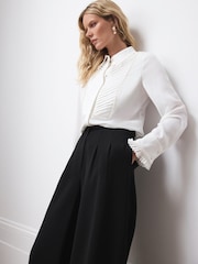 Mint Velvet White Pearl Trim Shirt - Image 3 of 8