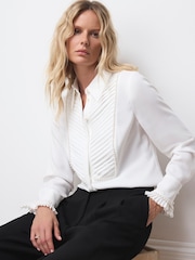Mint Velvet White Pearl Trim Shirt - Image 5 of 8