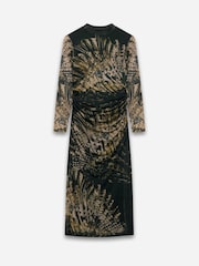 Mint Velvet Gold Abstract Print Midi Dress - Image 7 of 8
