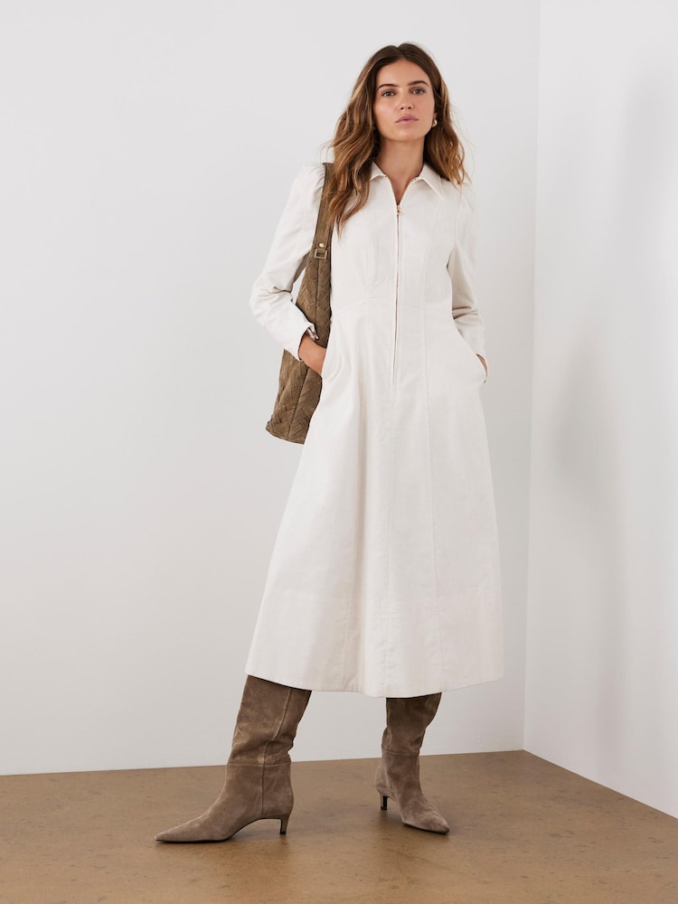 Mint Velvet Cream Corduroy Midi Dress - Image 1 of 8 Mint Velvet Cream Corduroy Midi Dress - Image 1 of 8