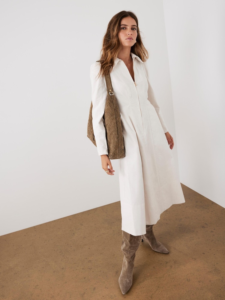 Mint Velvet Cream Corduroy Midi Dress - Image 2 of 8 Mint Velvet Cream Corduroy Midi Dress - Image 2 of 8