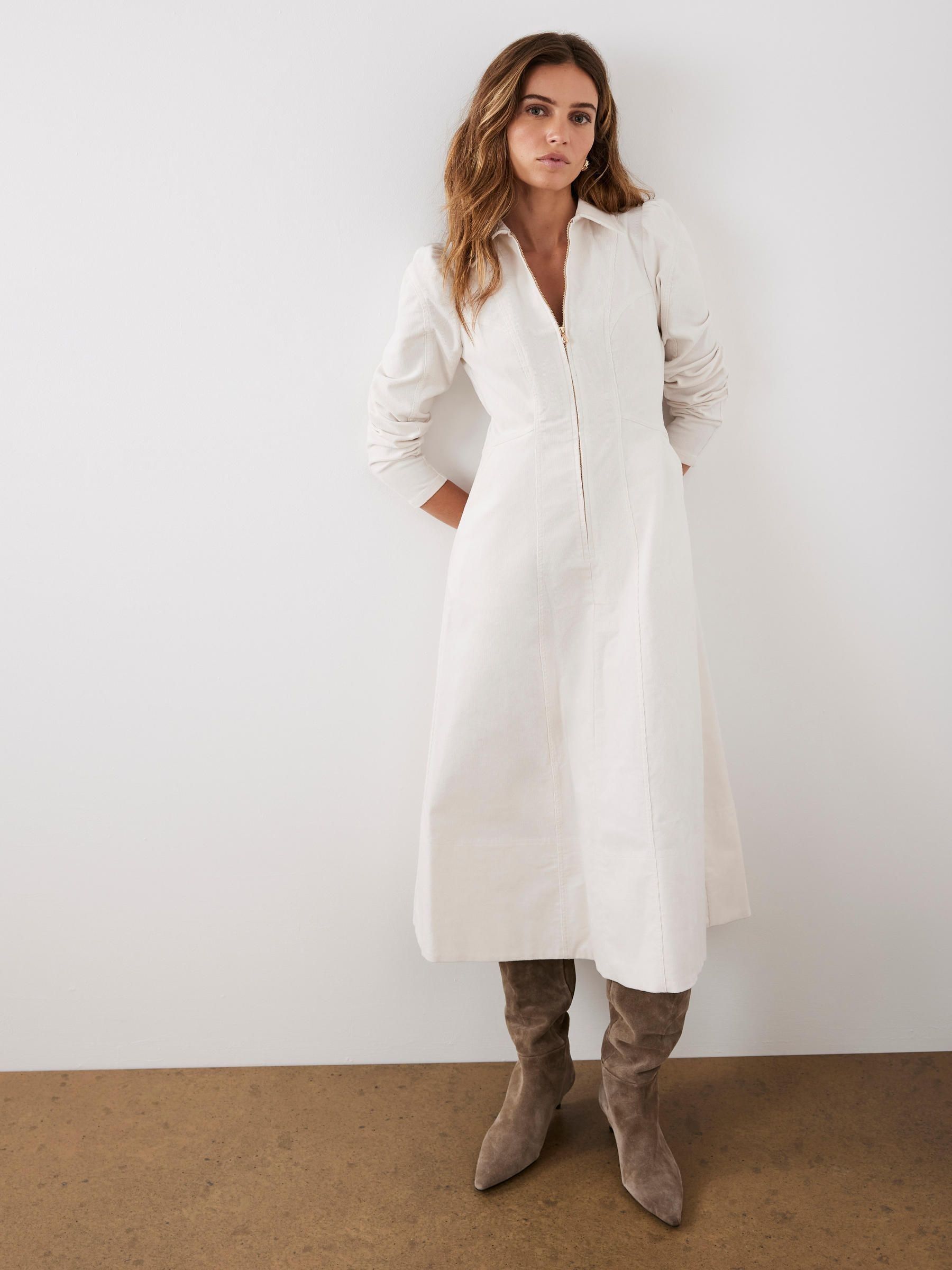 【muguet】romantic milky midi coat /IVORY Josie Coat Ivory Ice Bouclé - Evening Dresses, Occasion Wear and