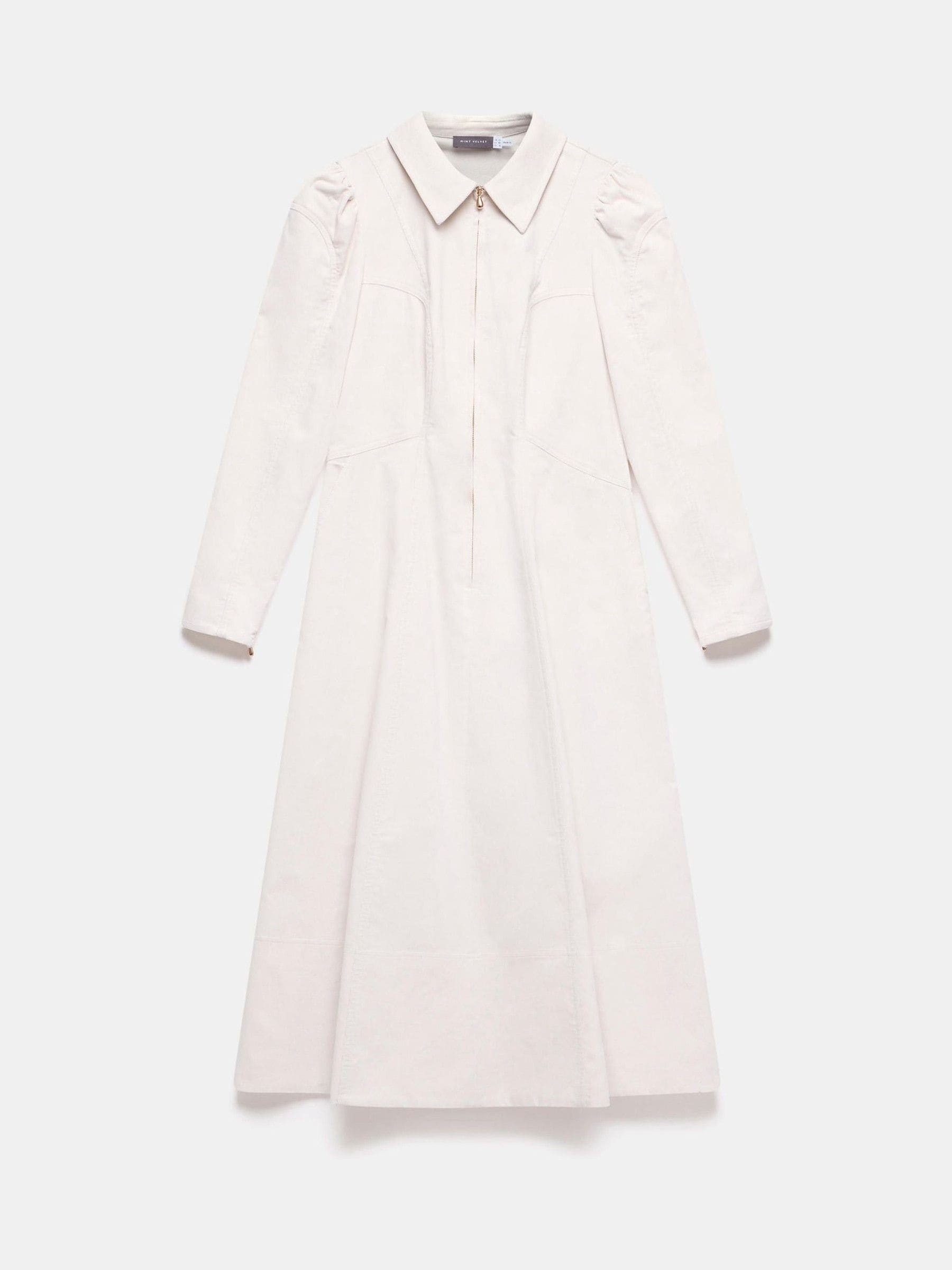 Buy Mint Velvet Cream Corduroy Midi Dress from Next Luxembourg