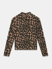 Mint Velvet Brown Animal Print High Neck Top - Image 8 of 8