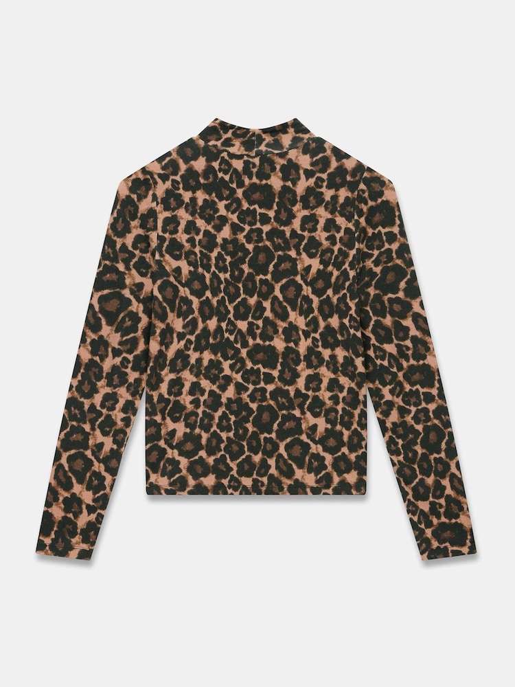 Mint Velvet Brown Animal Print High Neck Top - Image 8 of 8
