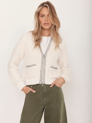 Mint Velvet Cream Boucle Bomber Jacket - Image 1 of 8