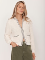 Mint Velvet Cream Boucle Bomber Jacket - Image 2 of 8