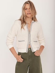 Mint Velvet Cream Boucle Bomber Jacket - Image 4 of 8