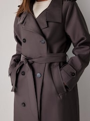 Mint Velvet Grey Funnel Neck Trench Coat - Image 4 of 8