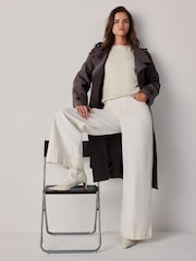 Mint Velvet Grey Funnel Neck Trench Coat - Image 6 of 8