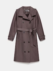 Mint Velvet Grey Funnel Neck Trench Coat - Image 7 of 8