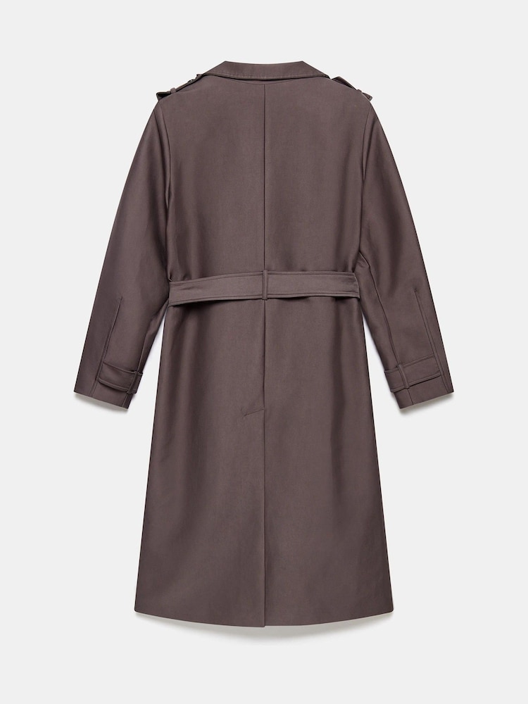 Mint Velvet Grey Funnel Neck Trench Coat - Image 8 of 8 Mint Velvet Grey Funnel Neck Trench Coat - Image 8 of 8