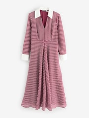 Mint Velvet Red Striped Maxi Shirt Dress - Image 1 of 1