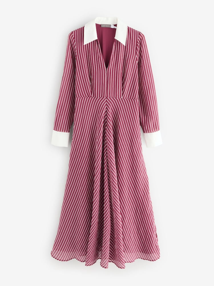 Mint Velvet Red Striped Maxi Shirt Dress - Image 1 of 1 Mint Velvet Red Striped Maxi Shirt Dress - Image 1 of 1