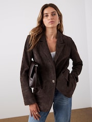 Mint Velvet Brown Suede Blazer - Image 1 of 8