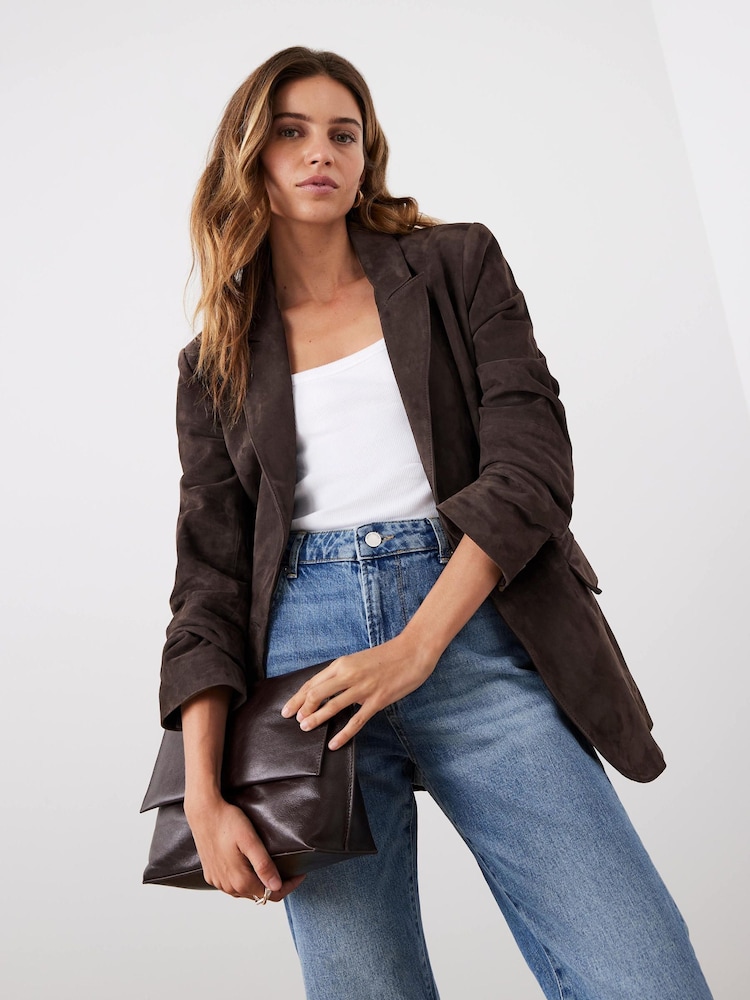 Mint Velvet Brown Suede Blazer - Image 2 of 8