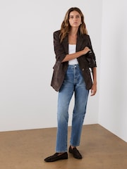 Mint Velvet Brown Suede Blazer - Image 3 of 8