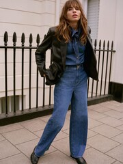 Mint Velvet Black Leather Single Breasted Blazer - Image 2 of 7