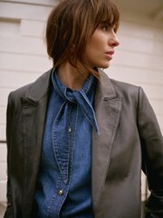 Mint Velvet Black Leather Single Breasted Blazer - Image 5 of 7