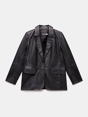 Mint Velvet Black Leather Single Breasted Blazer - Image 6 of 7
