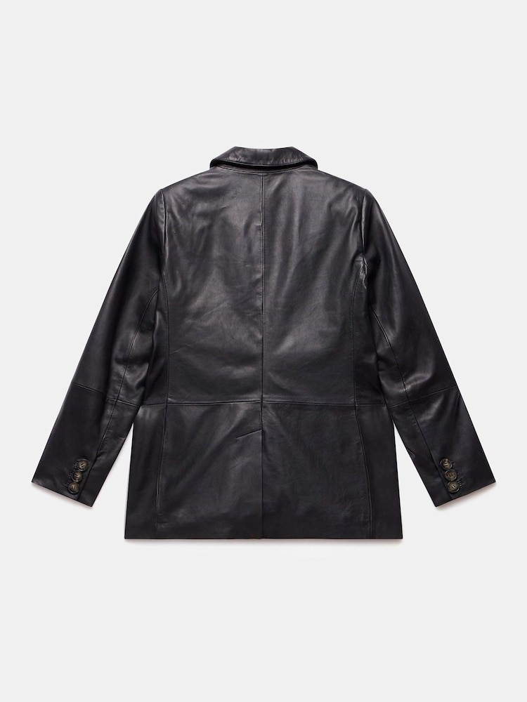 Mint Velvet Black Leather Single Breasted Blazer - Image 7 of 7