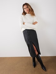 Mint Velvet White Whipstitch Detail Cotton Blend Jumper - Image 2 of 7