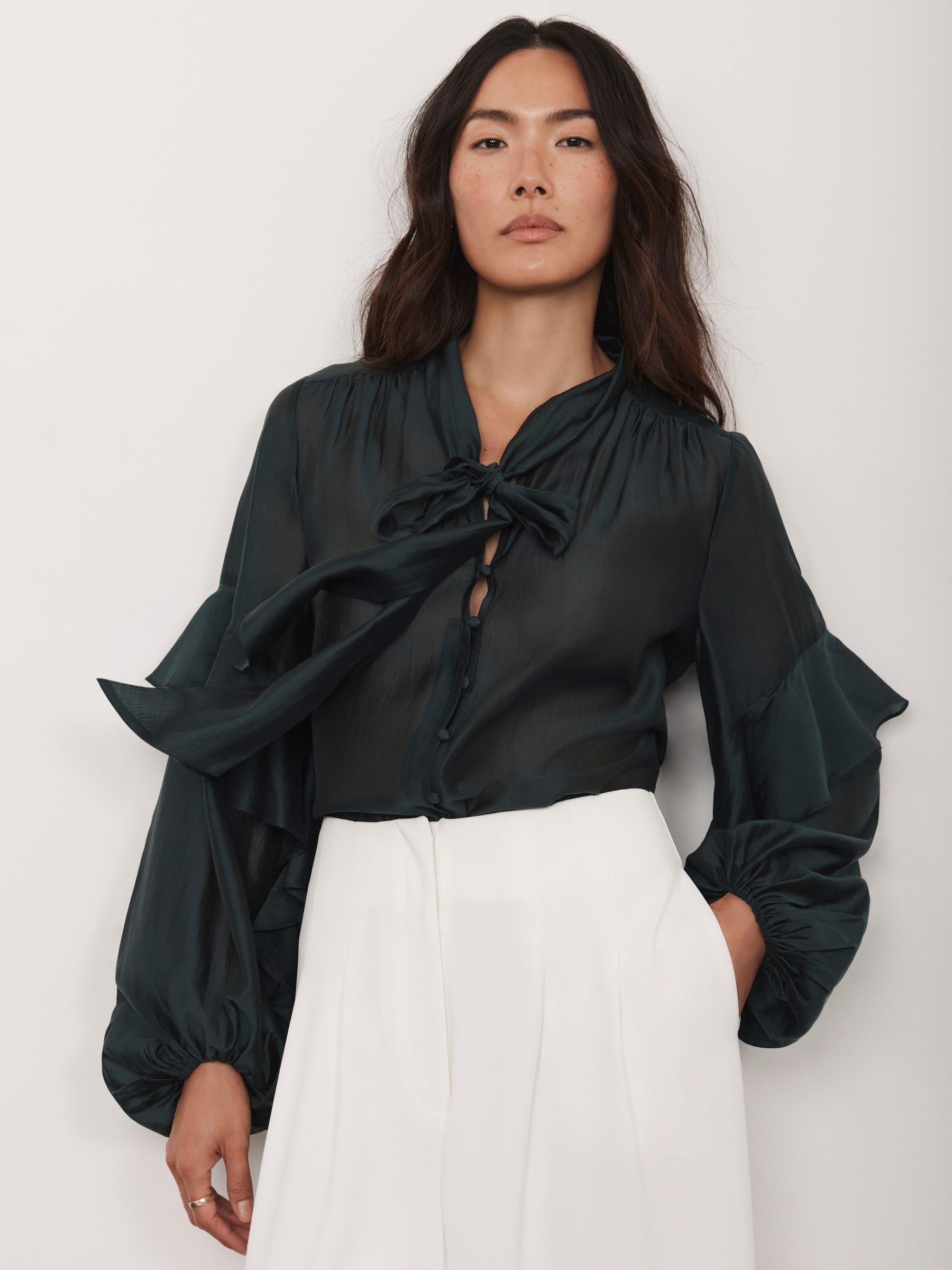 トップス bow.a WAVY BLOUSE Buy Mint Velvet Green Pussy Bow Ruffle Blouse from Next USA