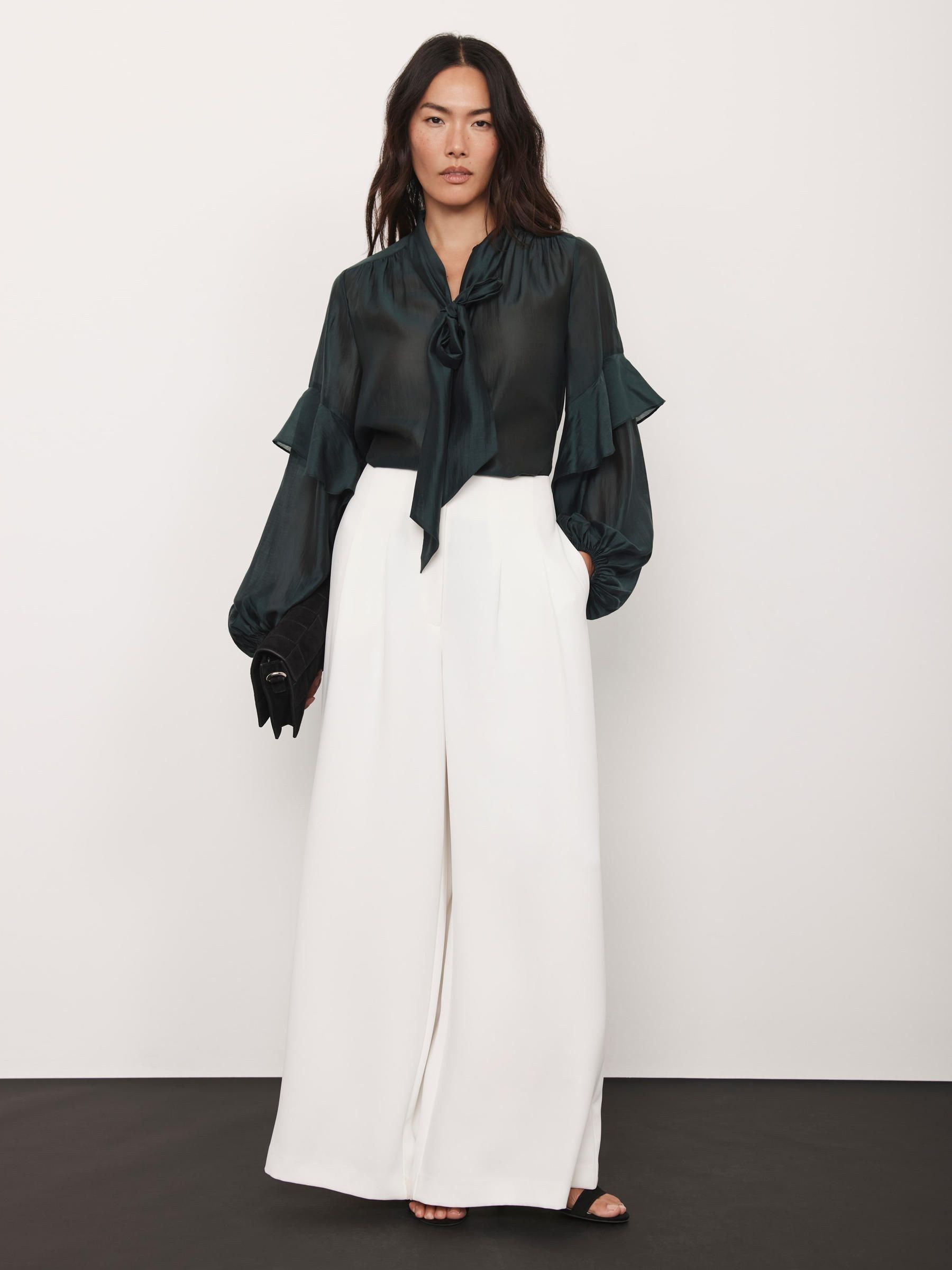 Buy Mint Velvet Green Pussy Bow Ruffle Blouse from Next USA