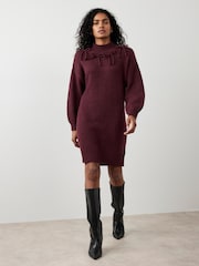 Mint Velvet Red Knit Bow Jumper Dress - Image 3 of 8