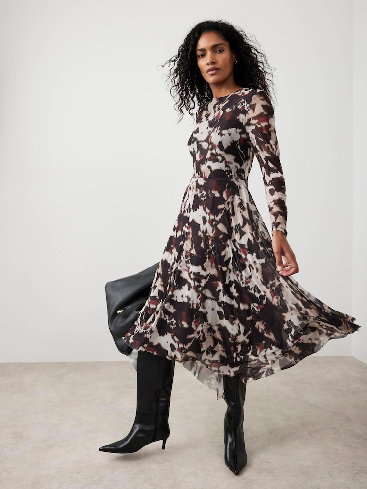 Mint Velvet Abstract Print Midi Dress - صورة 2 من 8