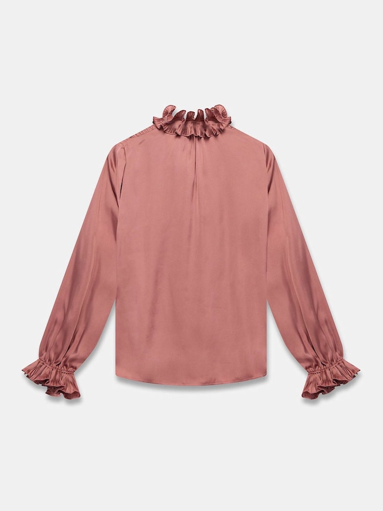 Mint Velvet Pink Ruffle Satin Blouse - Image 8 of 8