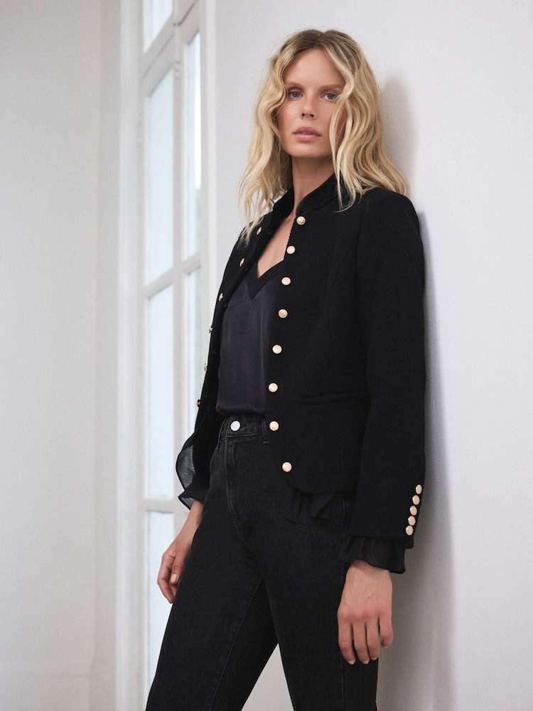 Mint Velvet Black Military Wool Blend Jacket - Image 2 of 8