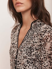 Mint Velvet Brown Leopard Print Asymmetric Midi Dress - Image 5 of 8
