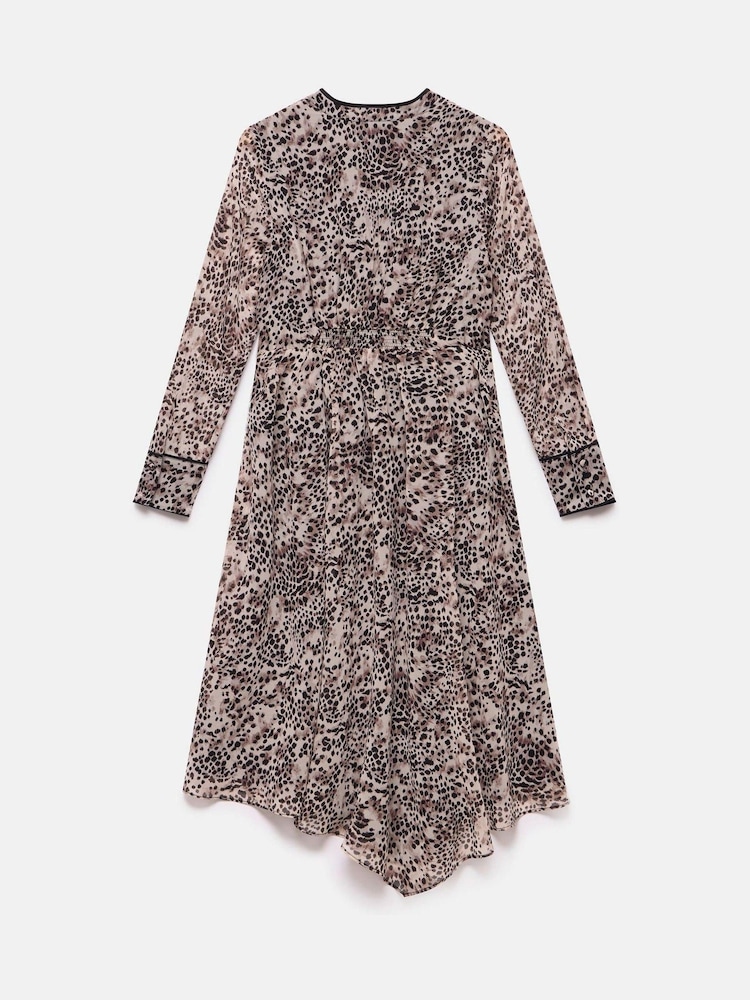 Mint Velvet Brown Leopard Print Asymmetric Midi Dress - Image 8 of 8