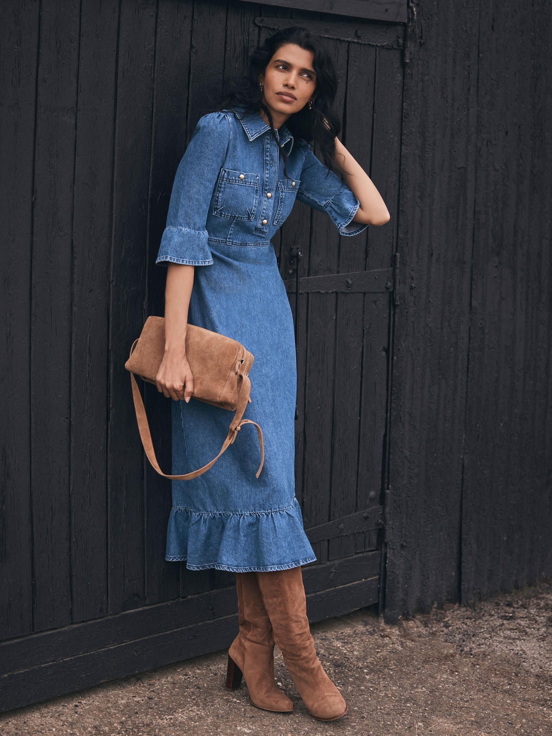 Buy Mint Velvet Blue Indigo Denim Midi Shirt Dress from Next USA