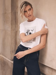 Mint Velvet White Cotton Graphic T-Shirt - Image 2 of 8