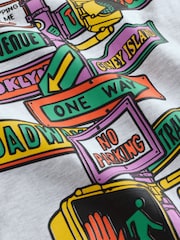 Grey Skate Street Sign Relaxed Fit Graphic Print Heavy Weight T-Shirt - Image 8 of 8