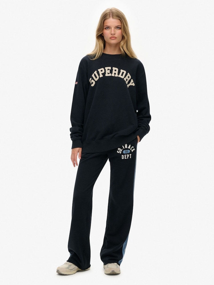 Superdry Blue Athletic Essentials Slouchy Sweatshirt - Image 1 of 6 Superdry Blue Athletic Essentials Slouchy Sweatshirt - Image 1 of 6