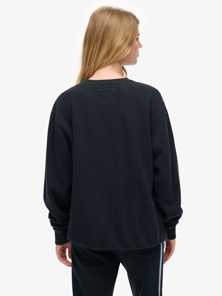 Superdry Blue Athletic Essentials Slouchy Sweatshirt - Image 2 of 6 Superdry Blue Athletic Essentials Slouchy Sweatshirt - Image 2 of 6
