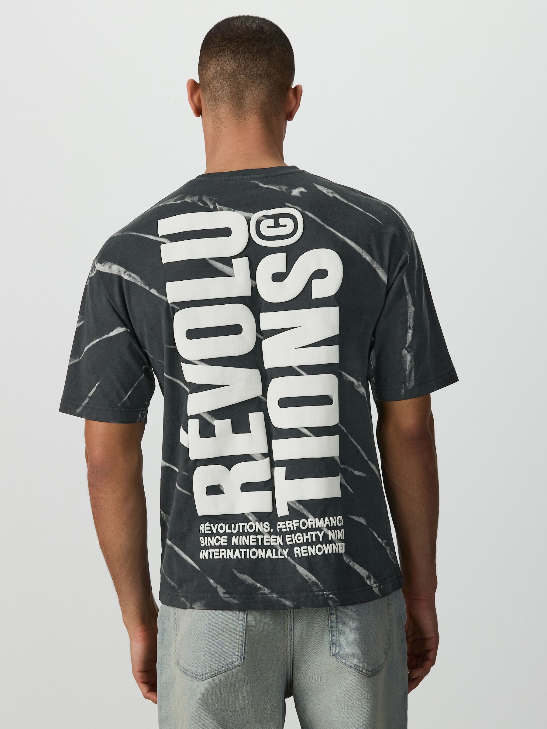 Buy Black Tiedye Relaxed Fit Graphic Print Heavy Weight T-Shirt